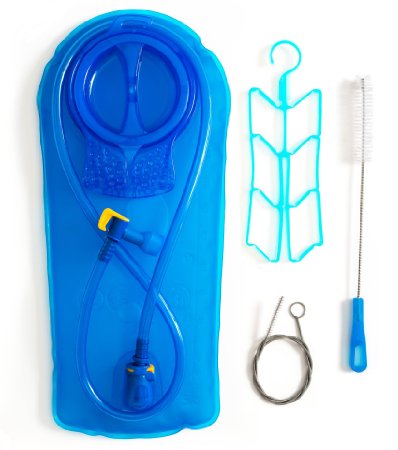 Hydration Bladder, 2L Bladder Bag for 2L Hydration Pack Bladder Backpack, FDA Approved, BPA & Taste Free TPU Material, Big Mouth Opening, Quick Release Tube with Shutoff Valve   3in1 Cleaning Kit