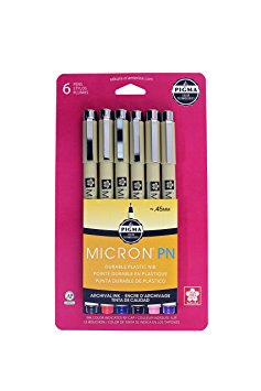 Sakura Pigma Micron PN, Assorted Colors, 6PC Set (50221)