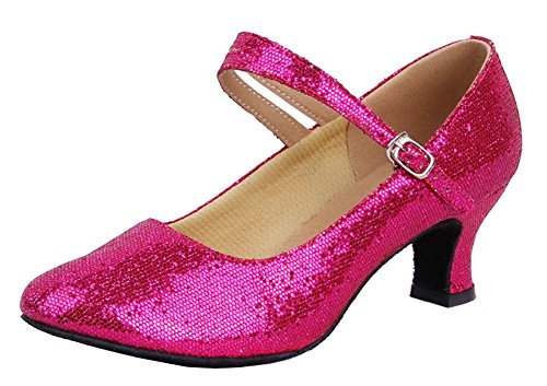 Honeystore Women's Soft Ground Mary Jane Glitter Dance Shoes