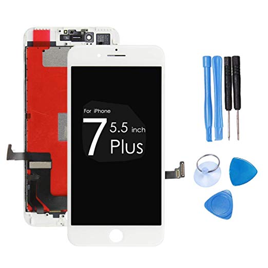 recyco Compatible Screen Replacement for iPhone 7 Plus Screen Replacement White,5.5 Inch LCD 3D Touch Screen Digitizer Frame Assembly Set with Free Tools