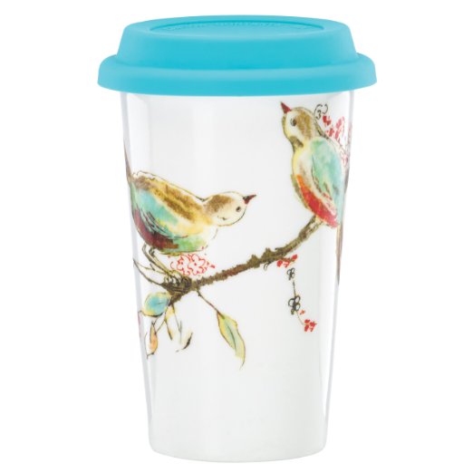 Lenox Double Wall Ceramic Chirp Thermal Travel Mug 10 OZ