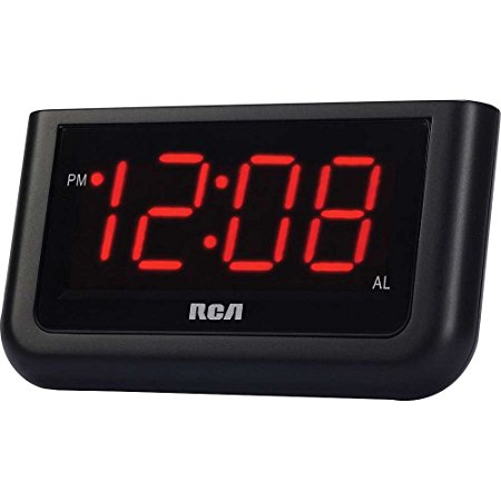 RCA Compact Alarm Clock with Large Easy to Read Backlit Red LED Display