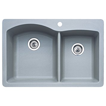 Blanco 440214 Diamond 1-3/4 Bowl Kitchen Sink, Metallic Gray Finish