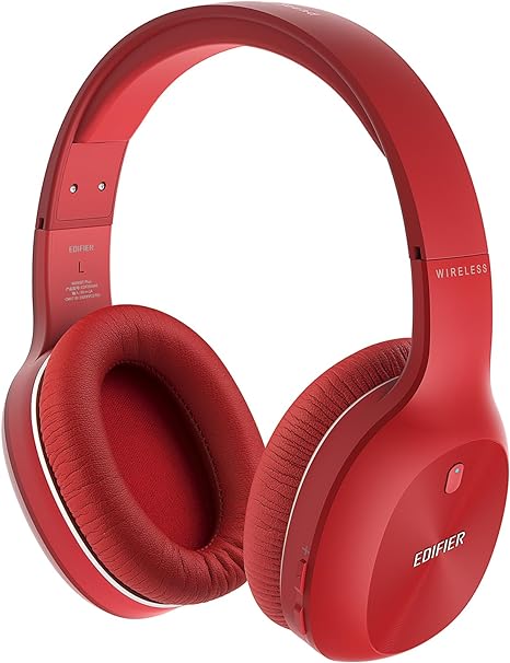 Edifier W800BT Plus Wireless Headphones Over-Ear Headset - Qualcomm® aptX - Bluetooth V5.1 - CVC™ 8.0 Call Noise Cancelling - 55H Playtime - Built-in Microphone - Physical Button and App Control, Red