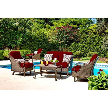 Hanover VENTURA4PC-RED Ventura 4-Piece Patio Set, Crimson Red Outdoor Furniture