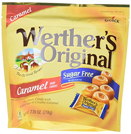 WERTHER'S ORIGINAL Sugar Free Caramel Hard Candy, Individually Wrapped Candy, 7.7 Ounce Bag