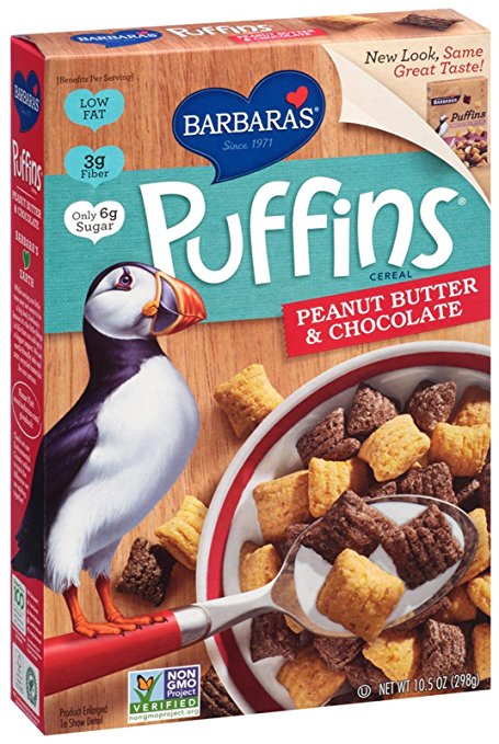 Barbara's Bakery Peanut Butter & Chocolate Puffins, 10.5 oz