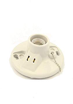 Leviton Not Available 9716-C One-Piece Glazed Porcelain Box Mount, Incandescent Lampholder, Pull Chain, 2 Outlet, Side Wired, 4.5" x 4.5" x 2.2", White