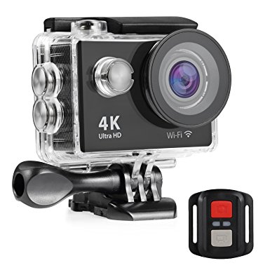 Nexgadget 4K WIFI Action Camera, EXPLORER4 Series Waterproof DV Camcorder 12MP 170 Degree Wide Angle with 2.4G Remote Control for action sports camera 2 Rechargeable Batteries
