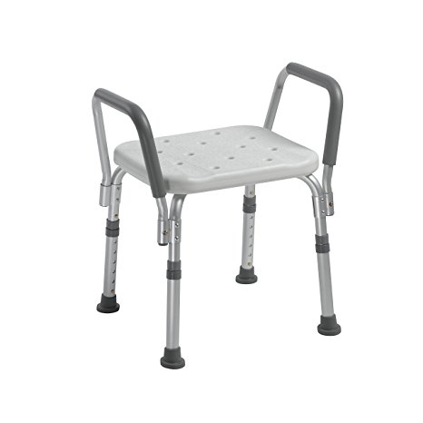 Drive Medical Knock Down Bath Bench with Padded Arms, White