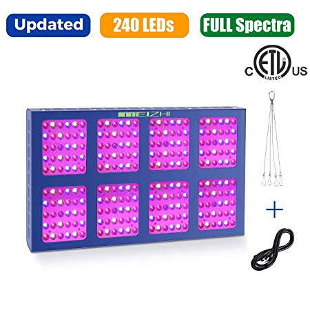 1200W LED Plants Growing Lamps,MEIZHI Reflector Grow Light Full Spectrum Dual Switches Daisy Chain for Hydroponic Greenhouse Tent Indoor Veg Flowers- 240pcs LEDs,UL Certificated,Aluminum Heat Sink