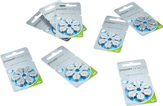 PowerOne Zinc Air Hearing Aid Batteries (Blue) Size 675 Pack of 60
