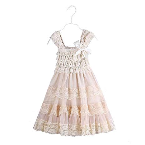 2016 lace Flower Rustic Burlap Girl Baby Country Wedding Flower Dress