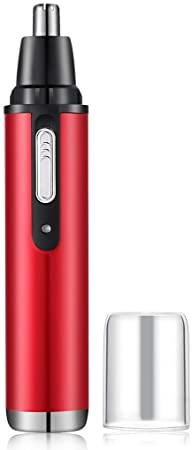 Electric Nose and Ear Hair Trimmer,Professional USB Rechargeable Painless Eyebrow and Facial Hair Trimmer for Men and Women,Nose Hair Clipper (Red)