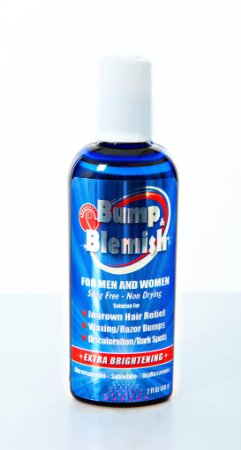 BUMP & BLEMISH-2 Oz. (60 ml) ROLL-ON Solution for all hair removal complications: razor bumps (Pseudofolliculitis Barbae or PFB), razor burn, ingrown hairs AND the dark hyperpigmented spots they leave behind. Extra brightening formula.