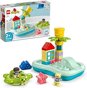 LEGO DUPLO Town Water Park 10989 Educational Building Bath Toy Set for Toddlers Ages 2 , Features a Floating Turtle Ring and Water Bucket to Encourage Imaginative Play in The Bath