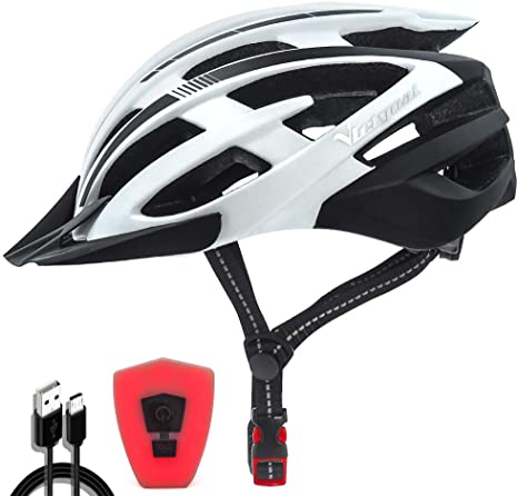 VICTGOAL Bike Helmet for Men Women Detachable Sun Visor USB Rechargeable Rear Light Cycling Helmet Safety Bicycle Helmet Mountain Road Biking Adjustable Size