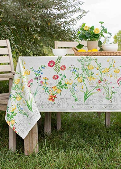 Benson Mills Indoor Outdoor Spillproof Tablecloth for Spring/Summer/Party/Picnic (Malaga, 52" X 70" Rectangular)