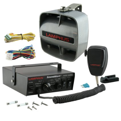 LAMPHUS SoundAlert 100W 120-130dB Emergency Vehicle Warning Siren Slim Speaker PA System Set & Light Control Switches