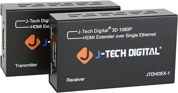 J-Tech Digital Hdmi Extender by Single Cat 5E/6/7 (The Latest & The Best) Ver 1.3 Certified for Full Hd 1080P with Deep Color & Hd Audio and Max Bandwidth of 10.2Gbps