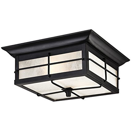 Westinghouse 6204800 Orwell 2 Light Outdoor Flush Mount Fixture, Textured Black