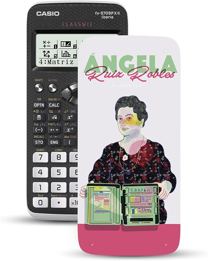 Casio FX-570SPXII, Scientific Calculator with Illustration of Angela Ruíz Robles on the cover, Recommended for Spanish and Portuguese Curriculum, 576 Functions, 11.1 x 77 x 165 mm, Grey/White