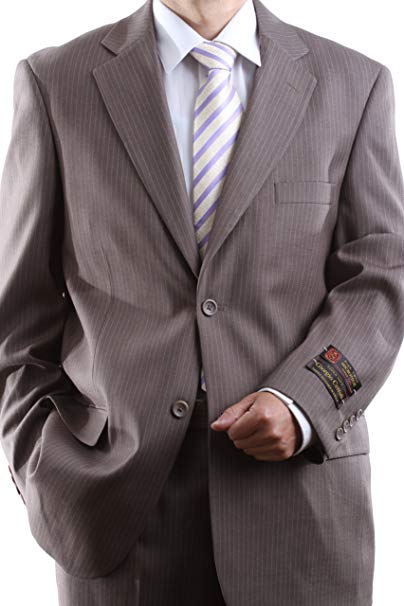 Giorgio Cerruti Men's Single Breasted Two Button Tan Pinstripe Dress Suit