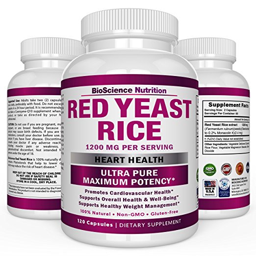 Red Yeast Rice Extract 1200 mg - 120 Vegetarian Capsules - BioScience Nutrition