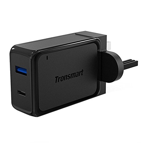 Tronsmart 33W Dual USB C/Type C USB Wall Charger with Quick Charge 3.0 for S7, LG G5/G6, HTC 10, Nexus 6P, Nexus 5X and More - Black
