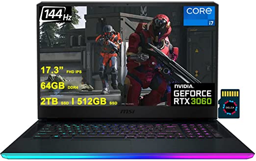 MSI GE76 Raider Gaming Laptop I 17.3” Full HD IPS 144Hz I 11th Gen Intel 8-Core i7-11800H I 64GB DDR4 2TB SSD   512GB SSD I GeForce RTX 3060 6GB I Backlit Thunderbolt USB-C Win10   32GB MicroSD Card