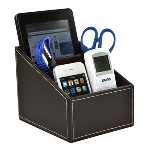 Cosmos Brown PU Leather Remote control/controller TV Guide/mail/CD organizer/caddy/holder with Free Cosmos Cable Tie