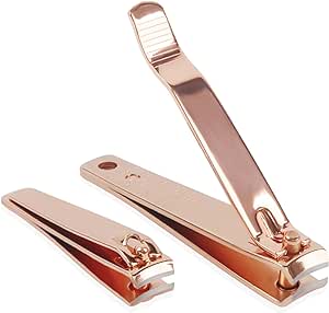 Rocutus 2pcs/Set Portable Nail Scissors Adult Pedicure Nail Clippers Household Small Scissors Foot Manicure Scissors Manicure Tools (Rose Gold)