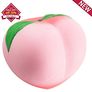 Slow Rising Jumbo Fruit Squishiest Kawaii Charms Stress Relief Toys Squishy Peach & Lemon for Kids (Peach)