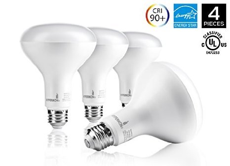 Hyperikon BR30 LED Bulb, 12W (75W equivalent), 3000K (Soft White Glow), CRI90 , Wide Flood Light Bulb, 120° Beam Angle, Medium Base (E26), Dimmable, UL-Listed and Energy Star-Qualified - (Pack of 4)