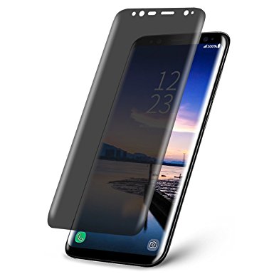 Galaxy S8 Screen protector,Topcanyon S8 Privacy Tempered Glass Anti-Spy [3D Curved][Case Friendly] [9H Hardness ]Screen Protector Shield For Samsung Galaxy S8 (Transparent)