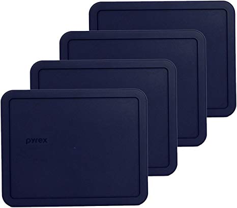 Pyrex 7212-PC 11 Cup Dark Blue Rectangle Food Storage Lid - 4 Pack