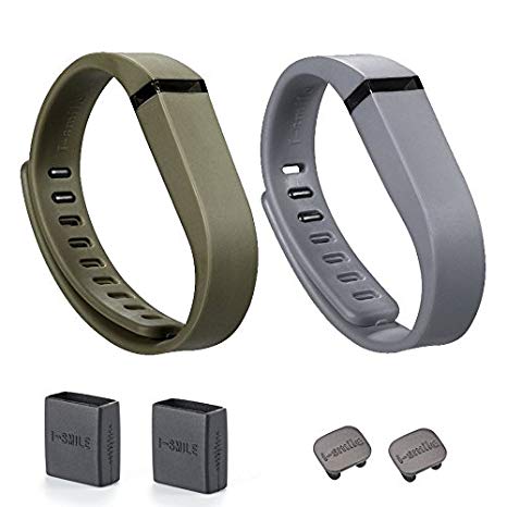 I-SMILE 2pcs Replacement Bands with Metal Clasps Wireless Activity Bracelet Sport Wristband For Fitbit Flex(No tracker, Replacement Bands Only) & Silicon Fastener Ring
