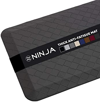 Ninja Brand Premium Floor Comfort Mat, 17x24 Inch, Ergonomically Engineered, Extra Support Floor Pad, Commercial Grade, Kitchen, Gaming, Office Standing Desk Mat, Graphite Gray