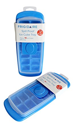 Frigidaire Brand No Spill Ice Cube Tray with Removable Cover,Blue, Set of 2