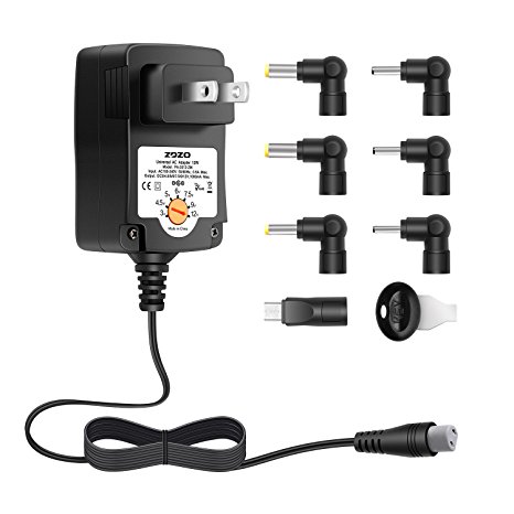 [New Tip] ZOZO Multi Voltage 3V 4.5V 5V 6V 7.5V 9V 12V Switching AC Power Adapter Supply Charger for Small Household Home Indoor Electronics 12W Power Cord