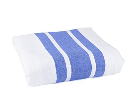 Linteum Textile (70x90 in, 2 lb, White with Blue Stripes) Hospital Patient Bath Blanket, Cotton Blended, Lightweight & Comfortable