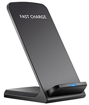 Bovon iPhone X Wireless Charger, Fast Wireless Charging Stand [Phone Case Compatible] for iPhone 8 / 8 Plus, Samsung Galaxy Note 8 / S8 / S8 Plus/ S7 / S7 Edge, Nexus 7/6/5, Nokia Lumia 920 (Black)