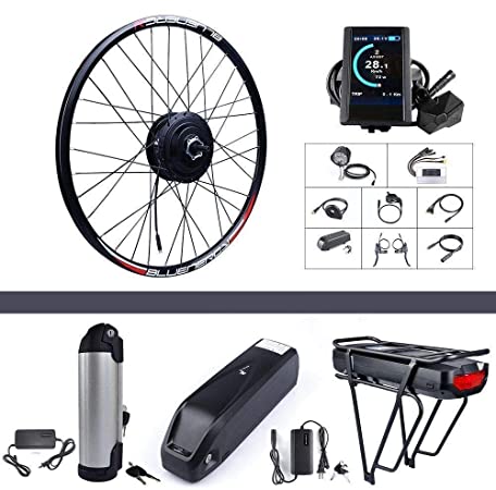 500W 48V Hub Motor Electric Bike Conversion Kit for Kinds of Bicycle 20" 24" 26" 27.5" 700C Rear Wheel with Battery and Charger (Optional)
