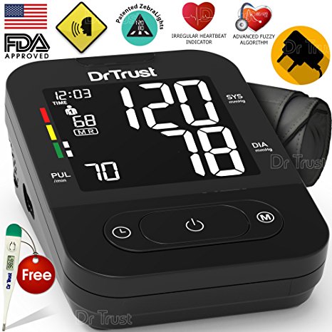 Dr Trust (USA) SMART Talking Automatic digital Blood Pressure testing Monitor BP Machine (includes Adapter, Carry Bag, Batteries and thermometer ) 1 YEAR WARRANTY