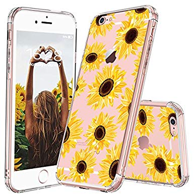 MOSNOVO iPhone 6S Plus Case/iPhone 6 Plus Case for Women, Sunflower Floral Flower Pattern Clear Design Plastic Hard Case with TPU Bumper Protective Case Cover for iPhone 6 Plus/iPhone 6S Plus