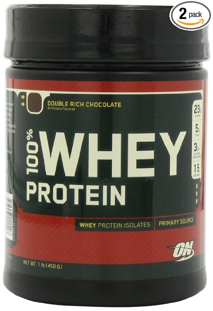 Optimum Nutrition 100% Whey Protein, Double Rich Chocolate, 1 Pound (Pack of 2)