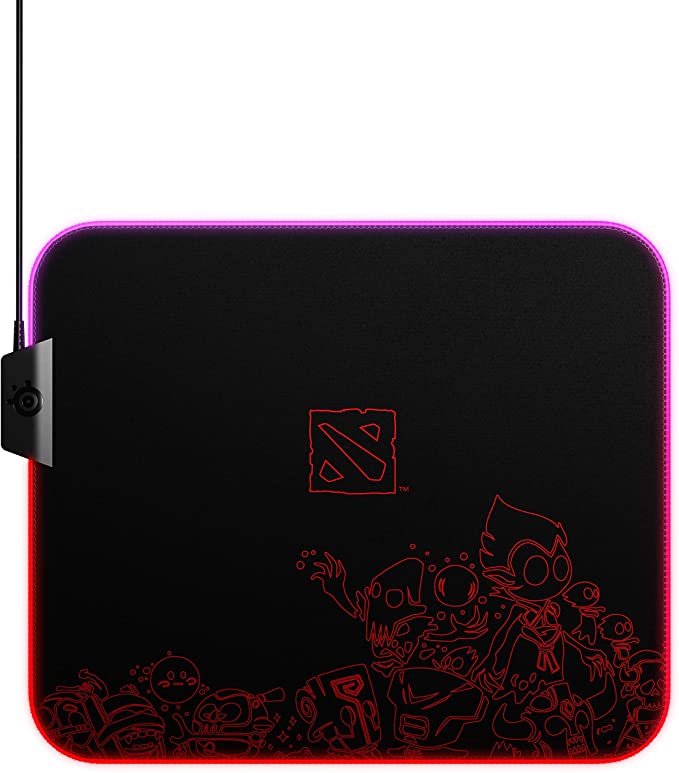 SteelSeries QcK Dota 2 Edition Gaming Surface - Medium RGB Prism Cloth Mouse Pad of All Time - Optimized for Gaming Sensors