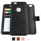 Amovo iPhone 6s Plus Case iPhone 6 Plus Case Detachable Wallet Folio 2 in 1 Premium Vegan Leather iPhone 6s Plus Wallet Case with Gift Box Package Black