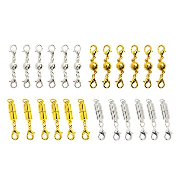 Bluecell 6 Pcs Gold Color and Silver Color Magnetic Lobster Clasps for Jewelry Necklace Bracelet