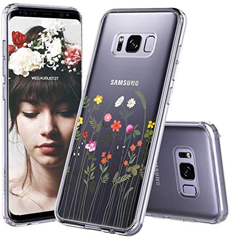 MOSNOVO Galaxy S8 Plus Case, Wildflower Floral Flower Pattern Clear Design Printed Transparent Plastic Back Hard Case with TPU Bumper Protective Case Cover for Samsung Galaxy S8 Plus (Little Flower)